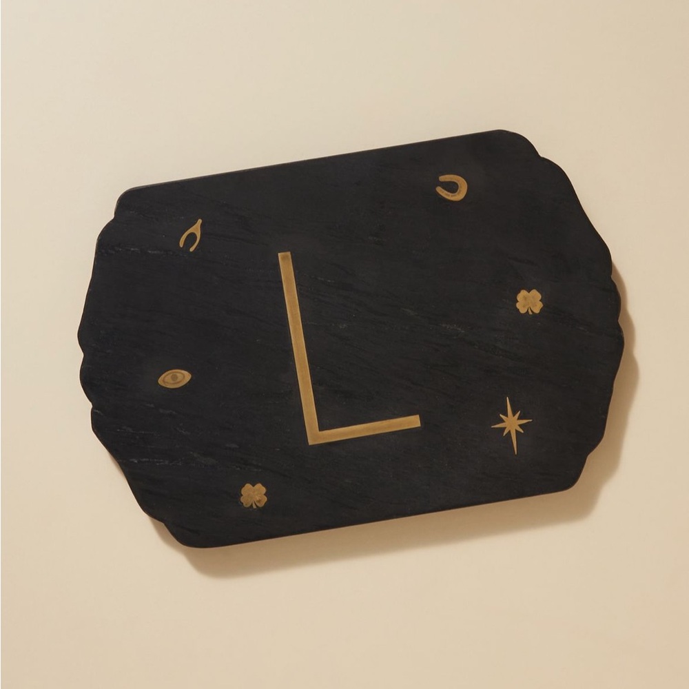 Anthropologie Lucky Marble Monogram Serving Tray